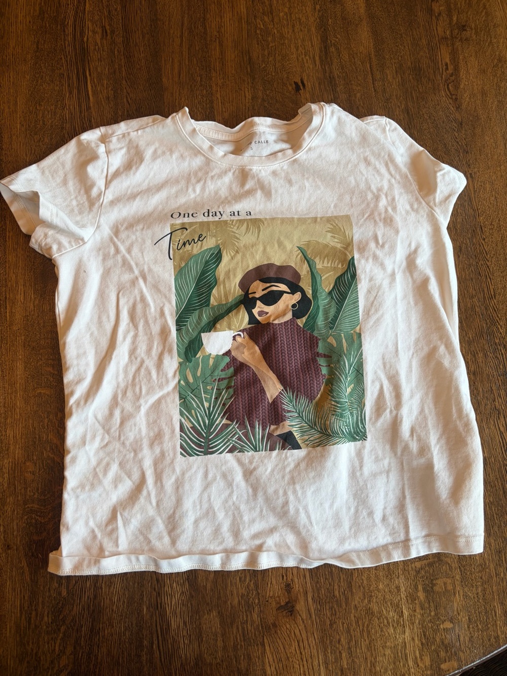 Casual White Graphic Tee - One Day at a Time
